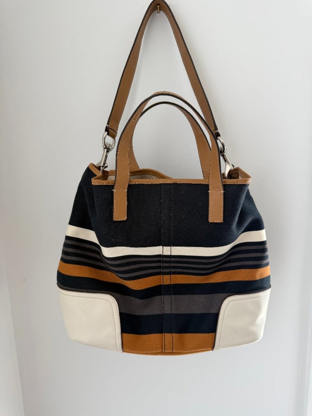 Coach Hadley multi-color tote bag White/Black/Tan